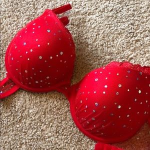 Red Padded Bra with Sequins